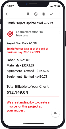 Contractor Office Pro is the done for you tracking, reporting, and invoicing service for constuction contractors.